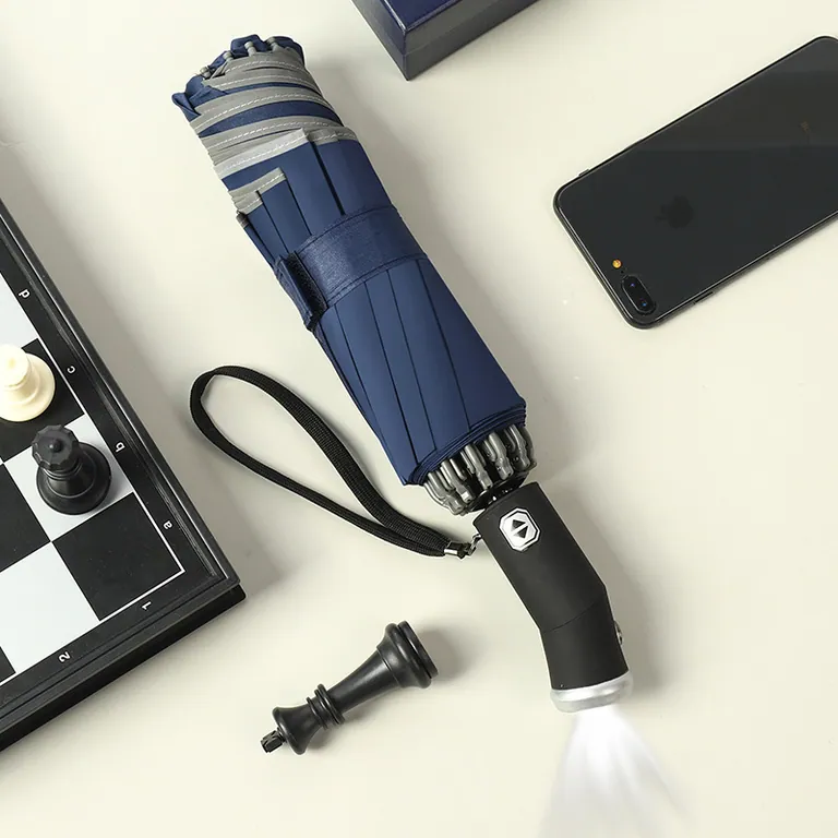 Lotus 2022 Inverted Reverse 3 Fold Automatic Umbrella With LED Light,第 1 张图片