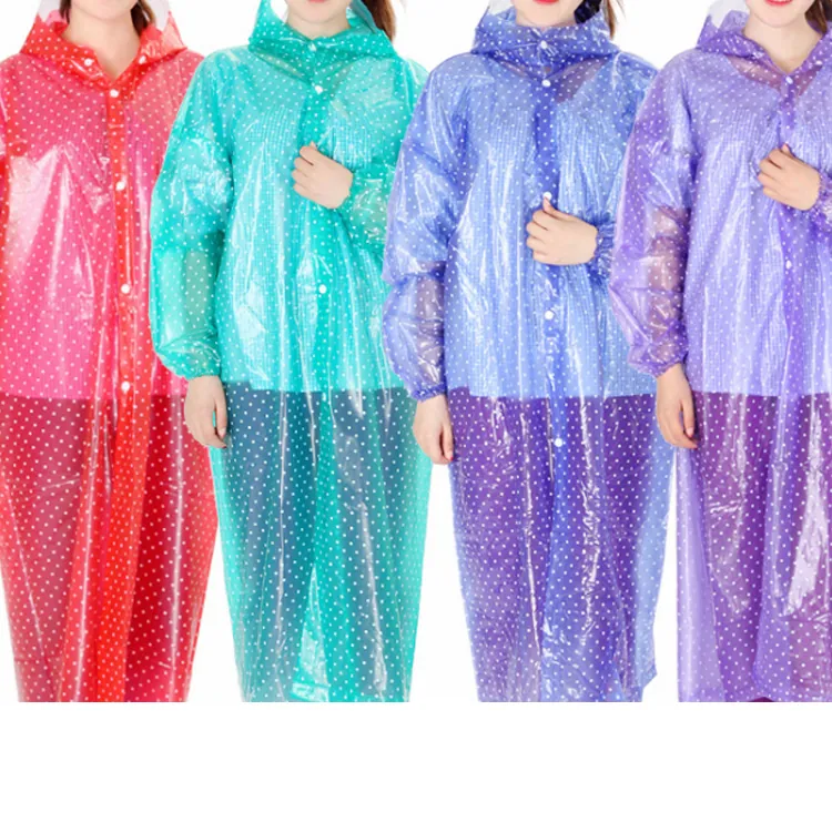 wholesale Transparent crystal raincoat raincoat polka colorful dot PVC adult men and women cycling hiking longcoats raincoat, image 1