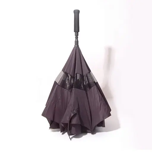 Creative High Quality Double Layers Long Handle Reverse Inverted Golf Umbrella, detail 3