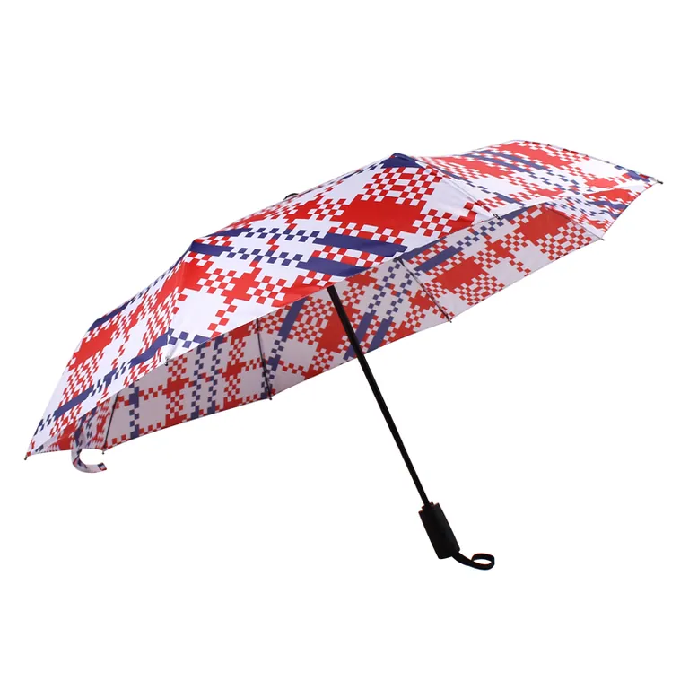New Design Fashion Custom Print Auto Open and Close 3 Folds Compact Umbrella, image 1