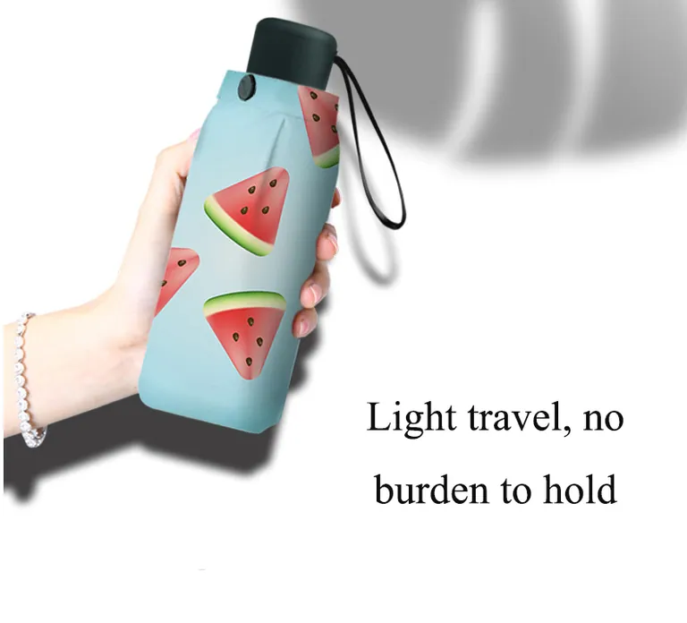 Lotus Mini Colorful Sunny Style Fabric Pattern Plastic Handle Folding Umbrella in outdoor، صورة تفصيلية 5