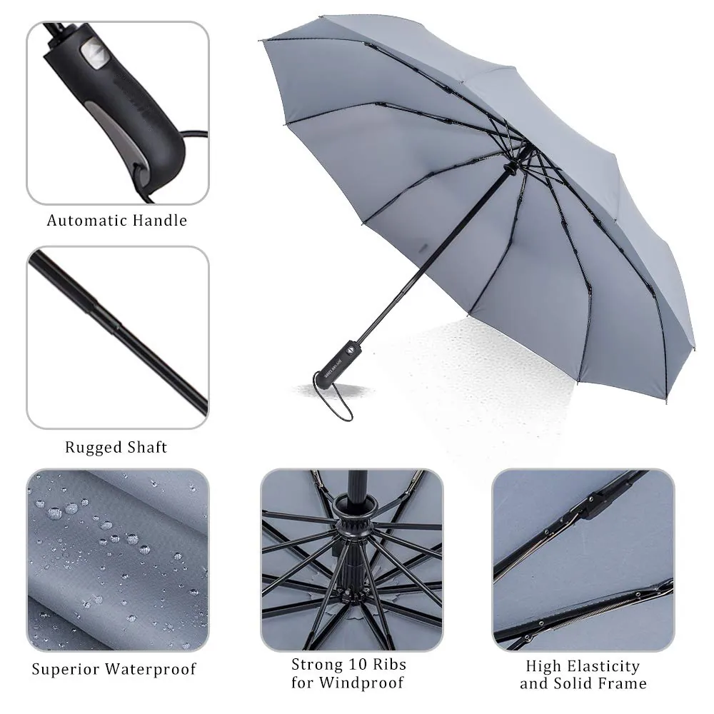 Promotional compact travel umbrella, three closed automatically open, wind-proof color printing, detail 4