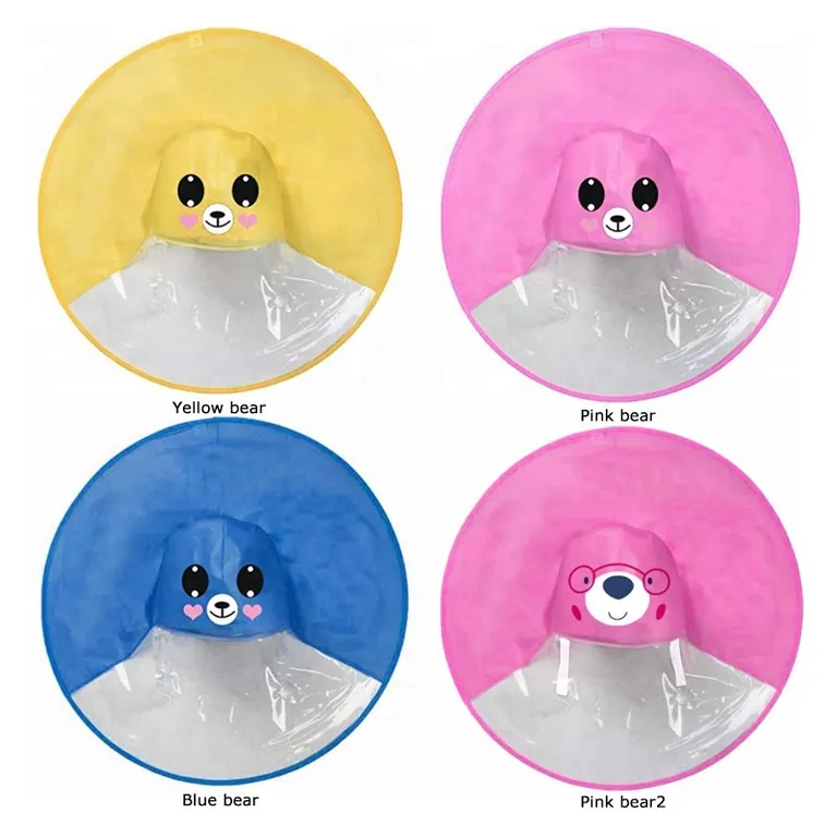 Cute Owl Cow Dinosaur Bear Frog Animal cartoon UFO Umbrella Raincoat Hat Cloak Rain coat، الصورة 1