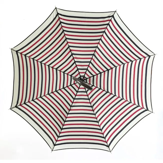 Stripe Print Light Straight Lady Umbrella With Long PU Handle, detail 3