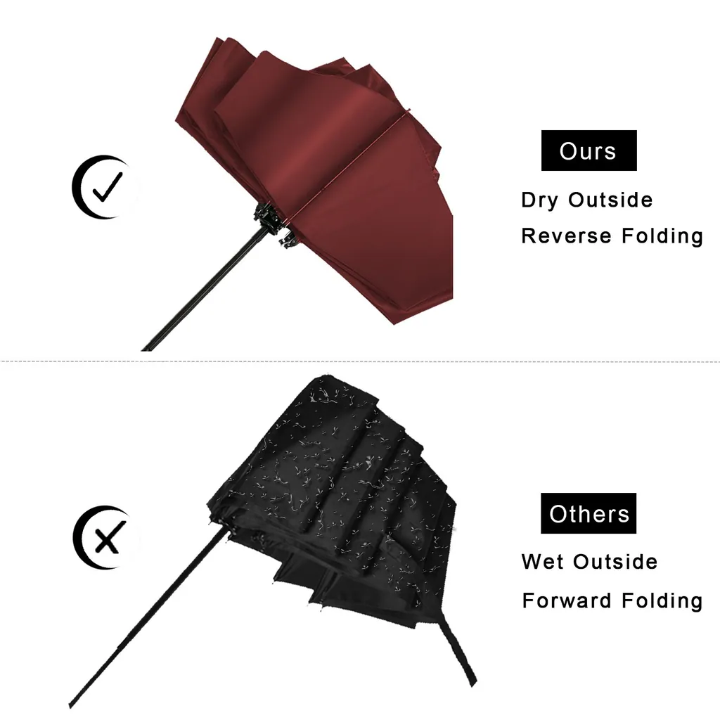 Fast Ship Fiberglass Frame WINDPROOF Auto Open Close Folding Compact Reverse Umbrella, detail 2