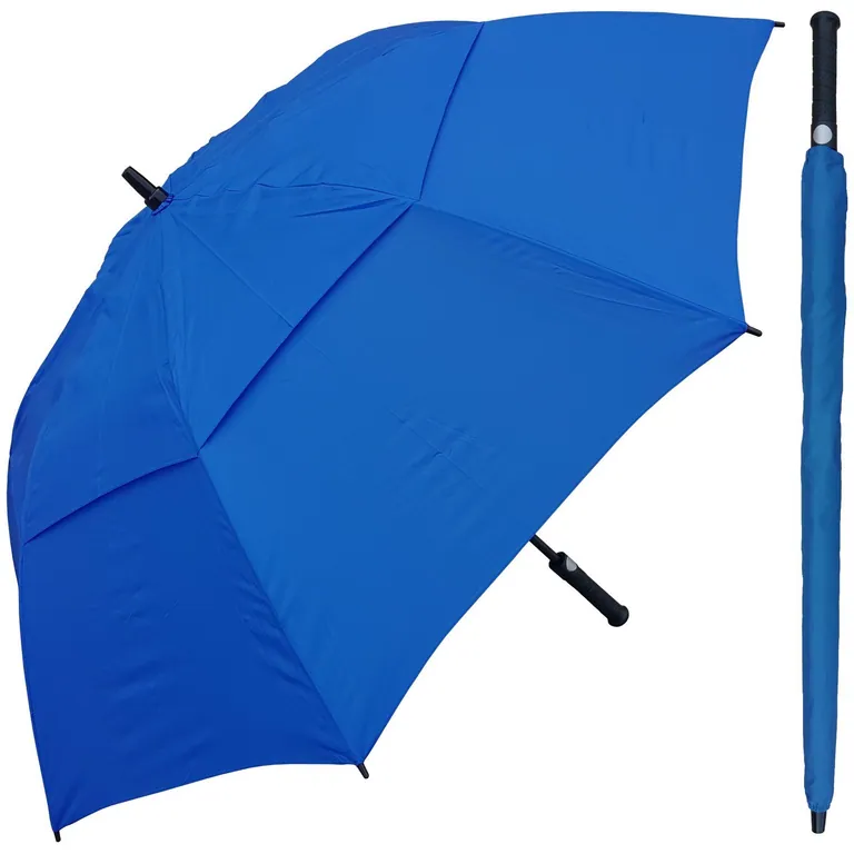 Double Layer Windproof Canopy Fiberglass Frame Soft Handle Golf Umbrella, image 1