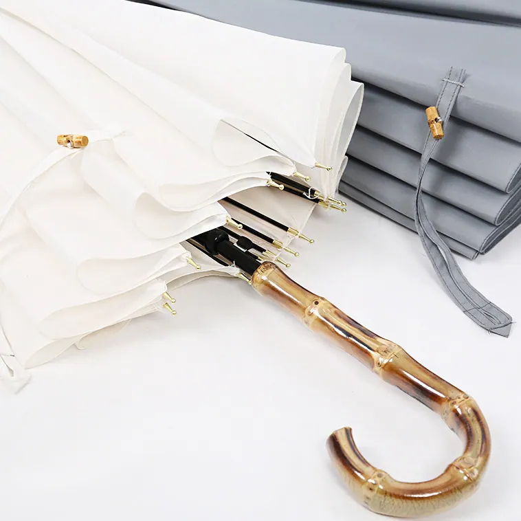 High Quality Windproof Umbrella with Bamboo Handle Umbrella Custom Logo Design Print Umbrella, detalle 3