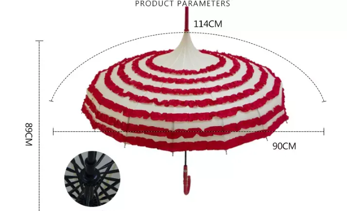 Lace Outdoor Pagoda Umbrella for Wedding، صورة تفصيلية 2