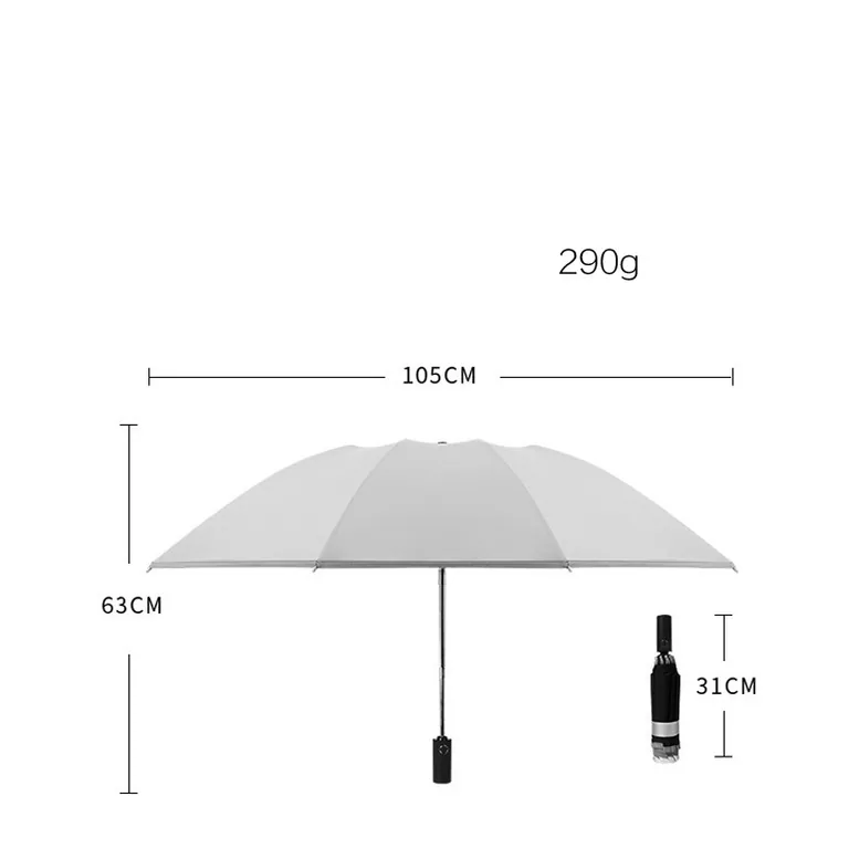 Lotus 2022 Titanium Silver Coating 3 Fold Inverted Reverse Automatic Umbrella With Reflective Stripe,细节图 2