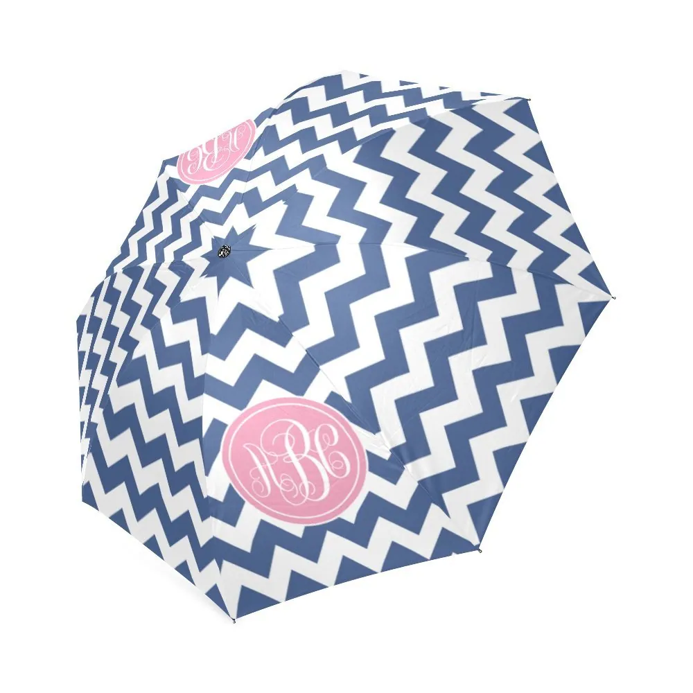 High quality cheap custom print chevron stripe 21inch 8 ribs 3 folding manual open umbrella quality control, detail 2