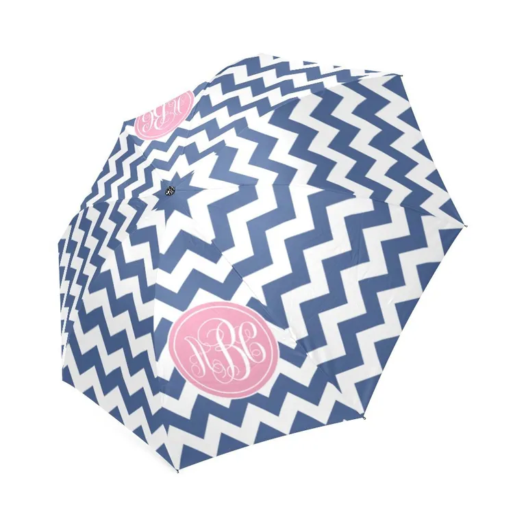 High quality cheap custom print chevron stripe 21inch 8 ribs 3 folding manual open umbrella quality control, image 1