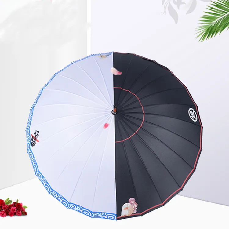Personality Black and White Straight Umbrella for Cosplay Sakata Gintoki، صورة تفصيلية 2