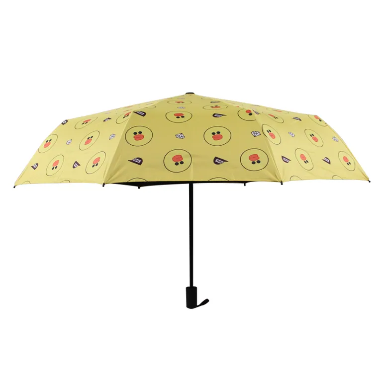 Factory Supplier Yellow Cute Duck Animal Print Manual Compact Foldable Rain Umbrella with UV Protection, detail 3