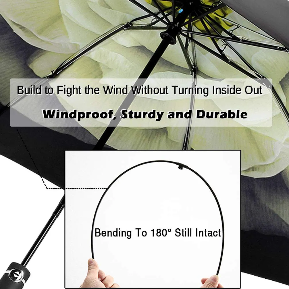 Shaoxing Factory Custom Print Inside Reverse 3 Folding Portable Auto Open and Close Umbrella, detail 3