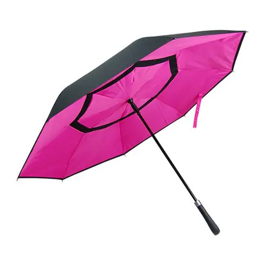 Creative High Quality Double Layers Long Handle Reverse Inverted Golf Umbrella, image 1