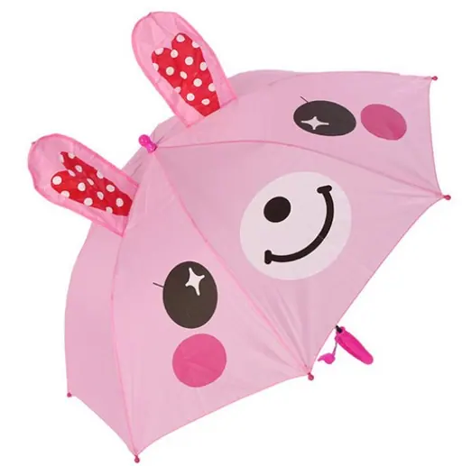 Creative Auto Open Cute Cartoon Animal Shape Long Handle Kids Umbrellas, detail 4