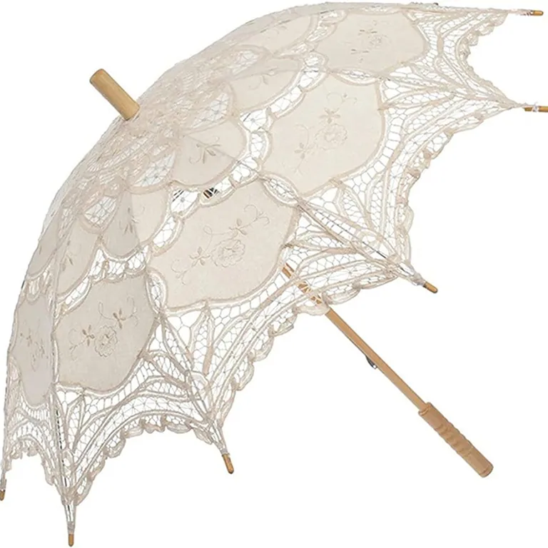 Lotus Bride Embroidery Cotton Wedding Lace umbrella in Wedding, image 1