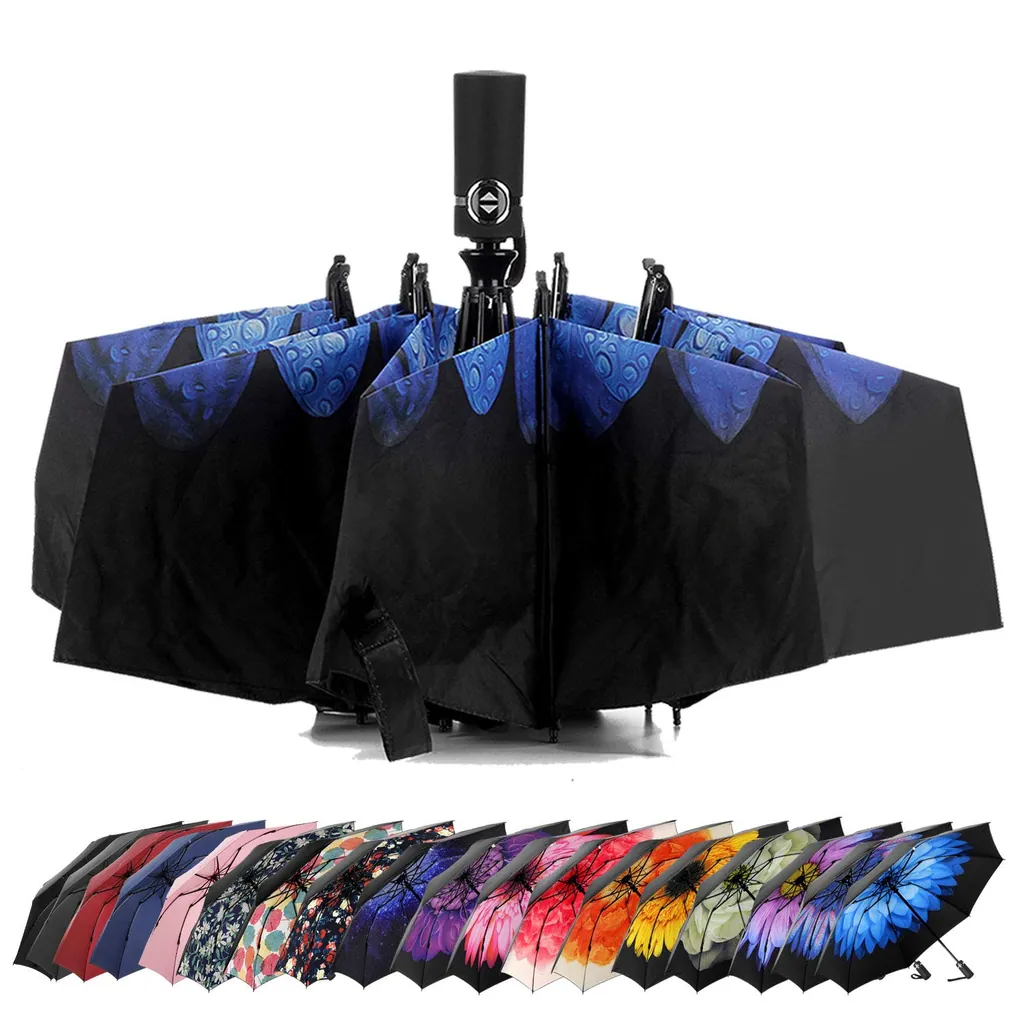 Top Quality Windproof Travel Automatic Compact Folding Reverse Umbrella, detail 1