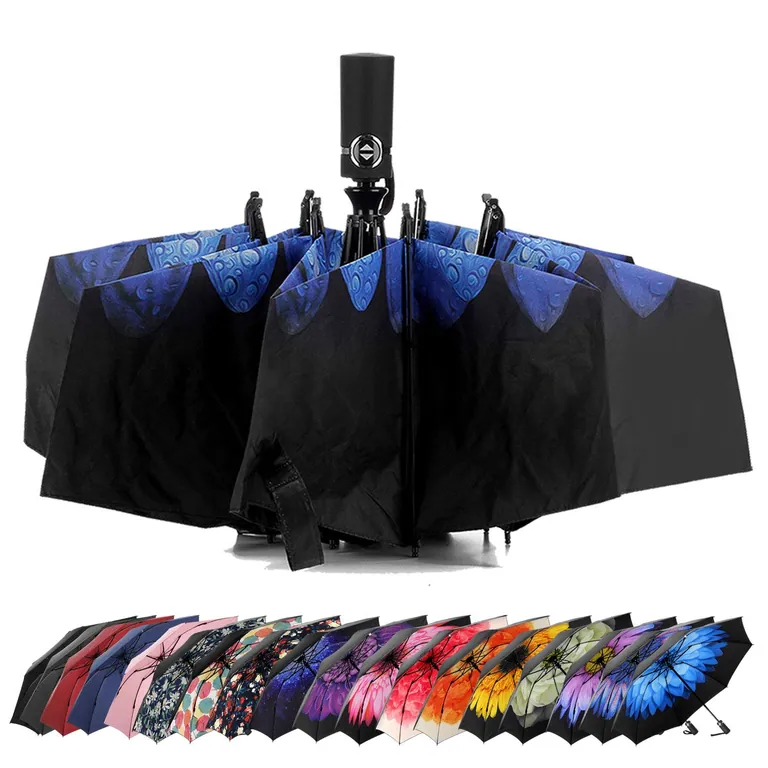 Top Quality Windproof Travel Automatic Compact Folding Reverse Umbrella, image 1
