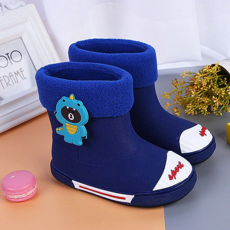 PVC rain boots shoes Waterproof winter boys and girls snow boot velvet warm non-slip shoes for Kids, détail 3