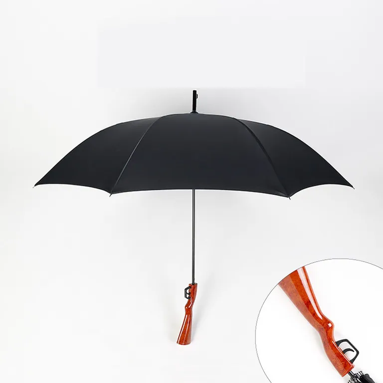 Lotuis Brand 23" Umbrella with Semi Open Leaf Gun Handle Umbrella Straight Pole for Wind Sun Rain Umbrella، صورة تفصيلية 1