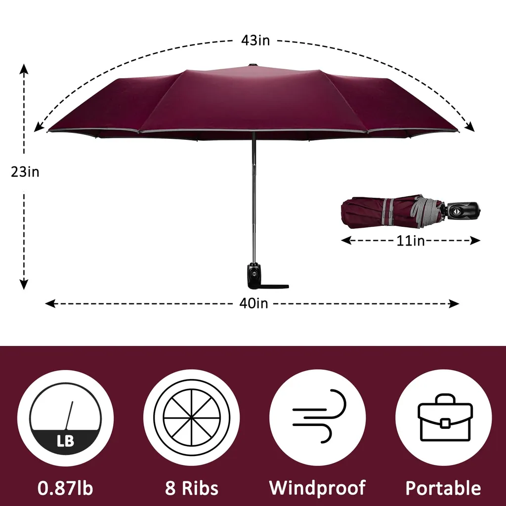 Custom Design Metal Shaft Three Folding Umbrellas Windproof Perfect Umbrella for Rain and Sun,细节图 2