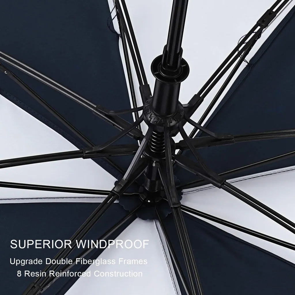 Amazon Hot Sale Custom 27inch big size black and white 2 fold rain umbrella with Logo Printing，细节图 3