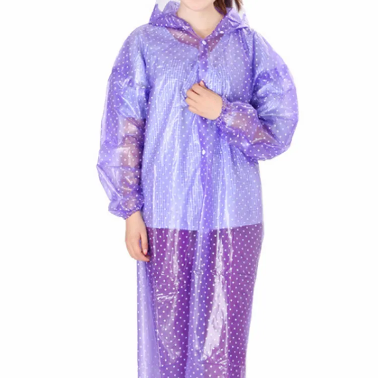 wholesale Transparent crystal raincoat raincoat polka colorful dot PVC adult men and women cycling hiking longcoats raincoat, detail 3