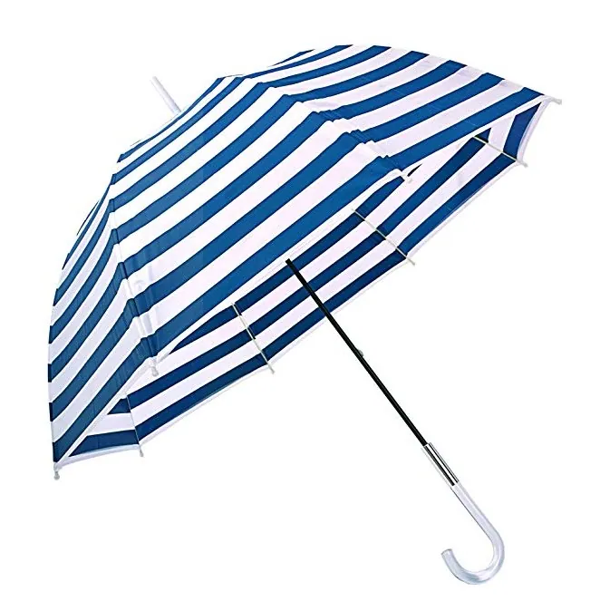 New Fashion Black Korean Style Creativity Stripe Auto-open Long Handle Straight Umbrella, image 1