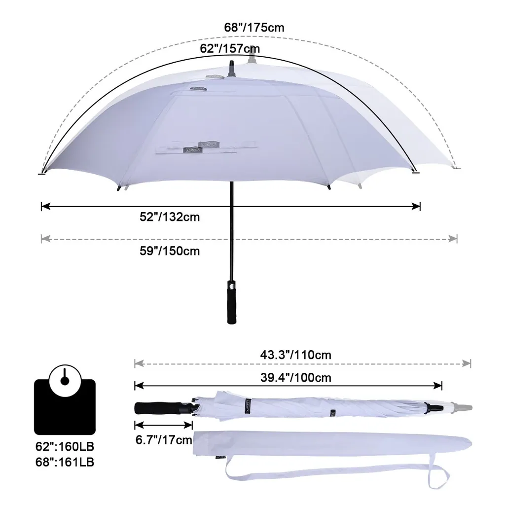 Wholesale Large Automatic Open Straight Windproof Canopy Golf Umbrella with Long Handle, detail 3