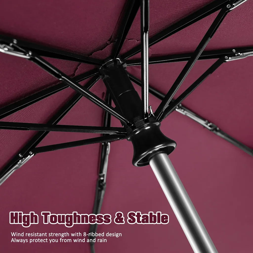 Custom Design Metal Shaft Three Folding Umbrellas Windproof Perfect Umbrella for Rain and Sun,细节图 3