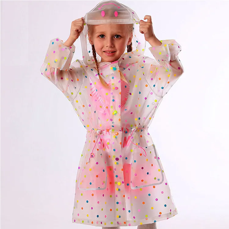 Wholesale high quality new design Transparent Kids Safety Rainbow point Raincoat، الصورة 1
