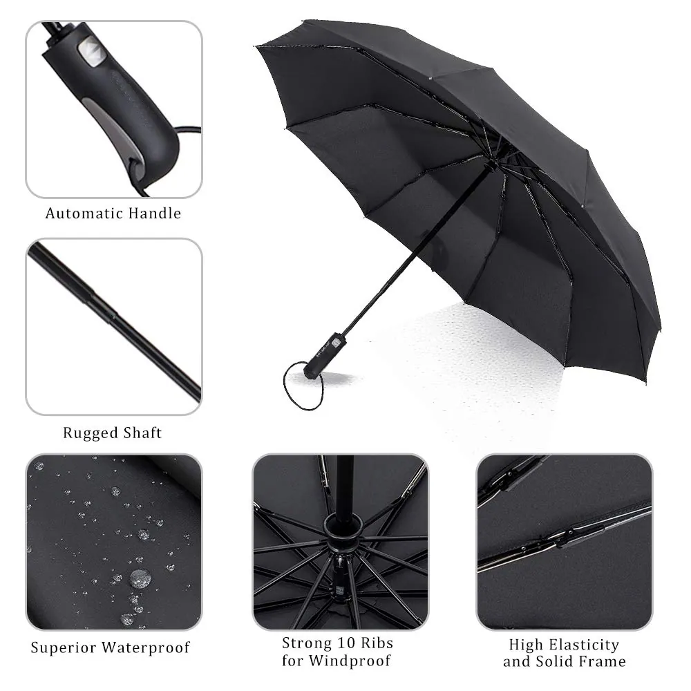 wholesale 3 folding auto open & close promotional umbrella custom logo printed foldable umbrellas, detail 4