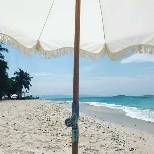 Outdoor Custom Logo Printing Beach Umbrella with Tassels، صورة تفصيلية 3