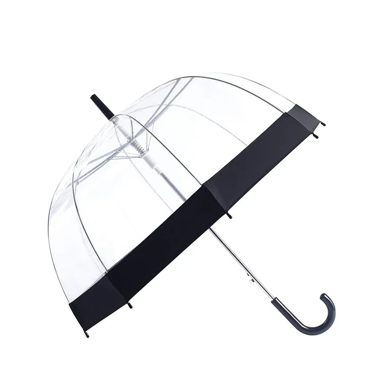 Promotional hot selling clear auto open transparent bubble straight umbrella with colored border, image 1