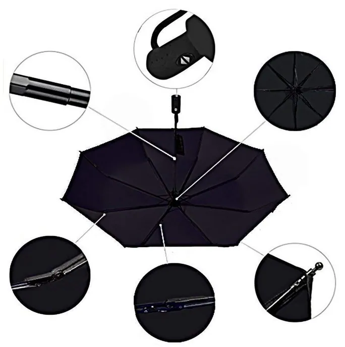 Windproof 3 Folding Umbrella For Promotion, detail 5