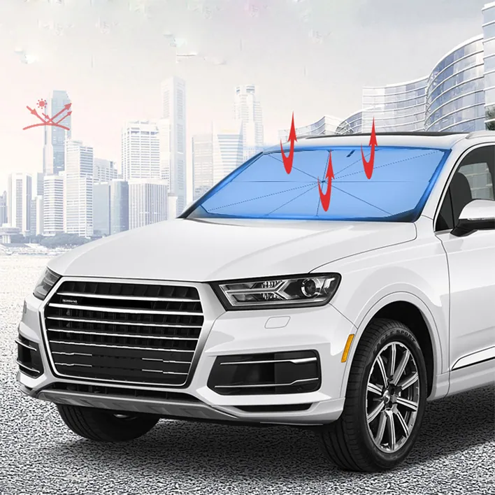 New Portable Folding Sunscreen Heat Insulation car umbrella، صورة تفصيلية 3
