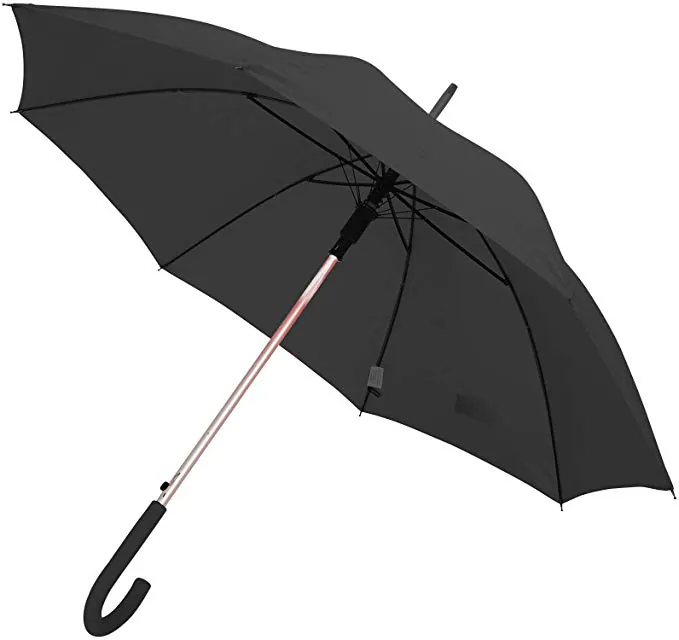 High Quality Automatic Open Aluminum Shaft Rubberized Grip Handle Stick Umbrella, image 1