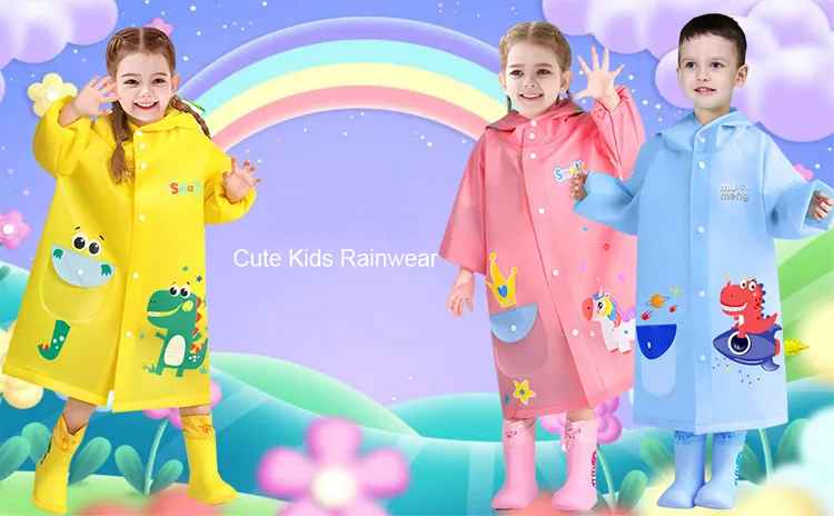 Boys and Girls Clear Transparent Raincoats for Children، صورة تفصيلية 1