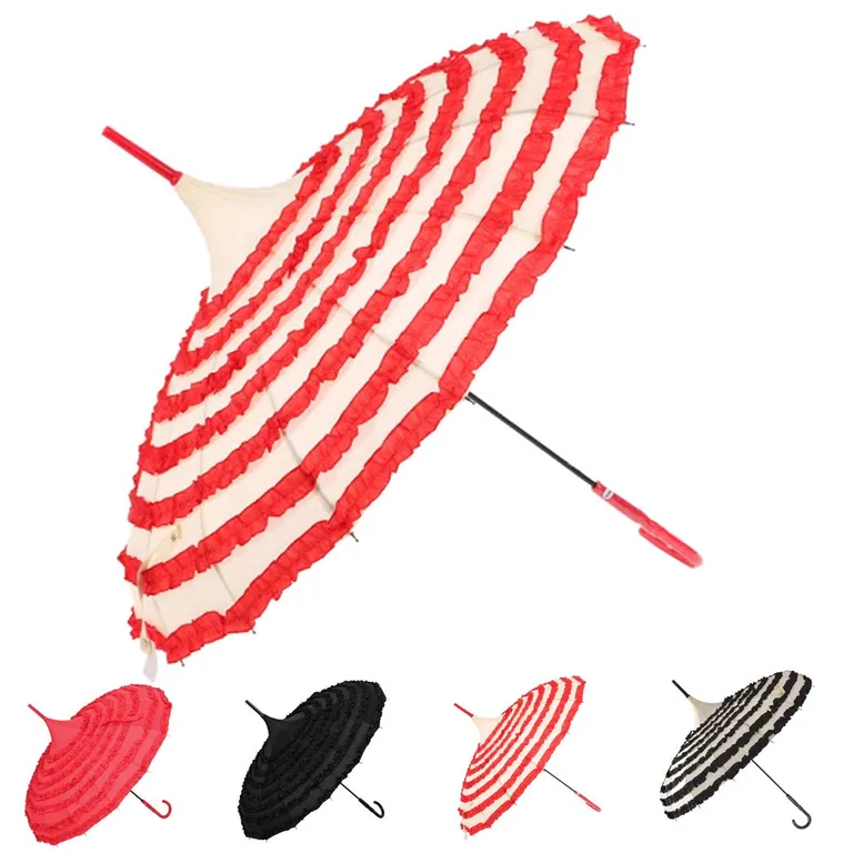 Wholesale 16 Ribs Manual Open Ladies Parasol Lace Parasol Ping Outdoor Pagoda Umbrella, image 1