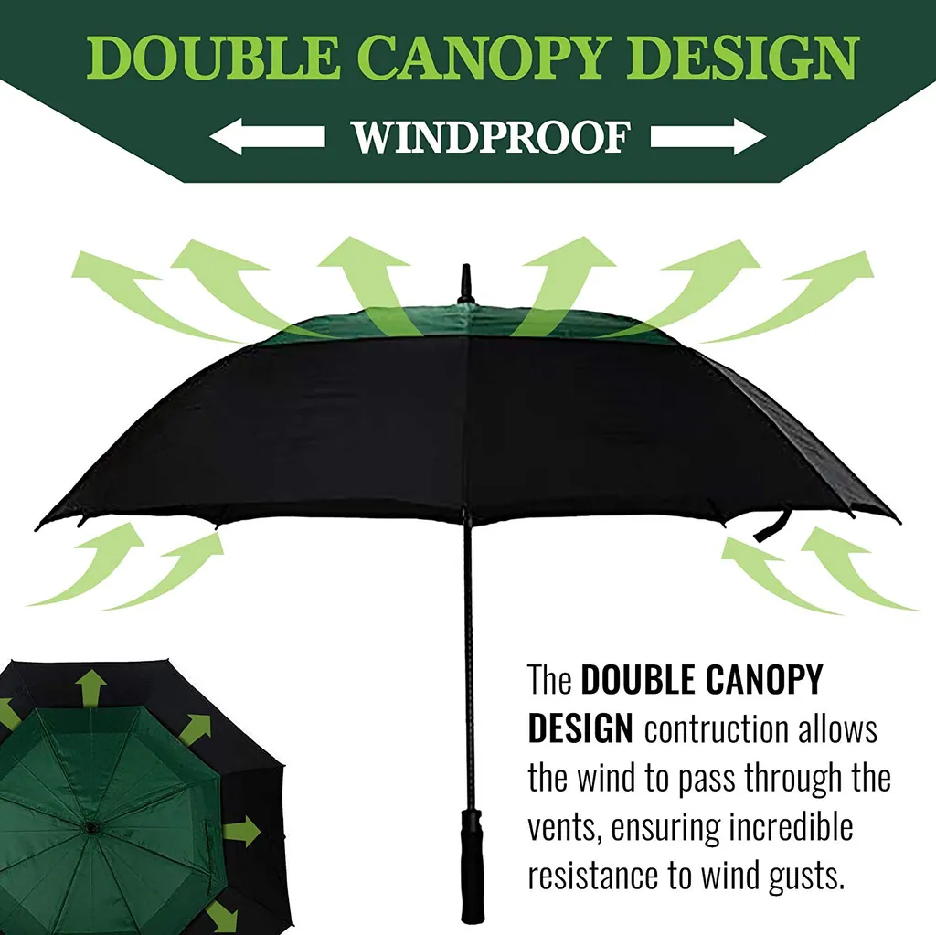 Good item for advertising durable windproof double caonopy easy open golf umbrella، صورة تفصيلية 2