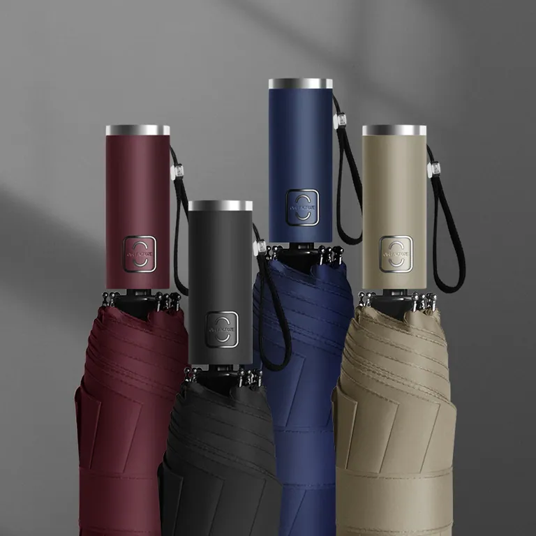 High quality Custom auto open 3 folding umbrella with logo print for promotion,细节图 2