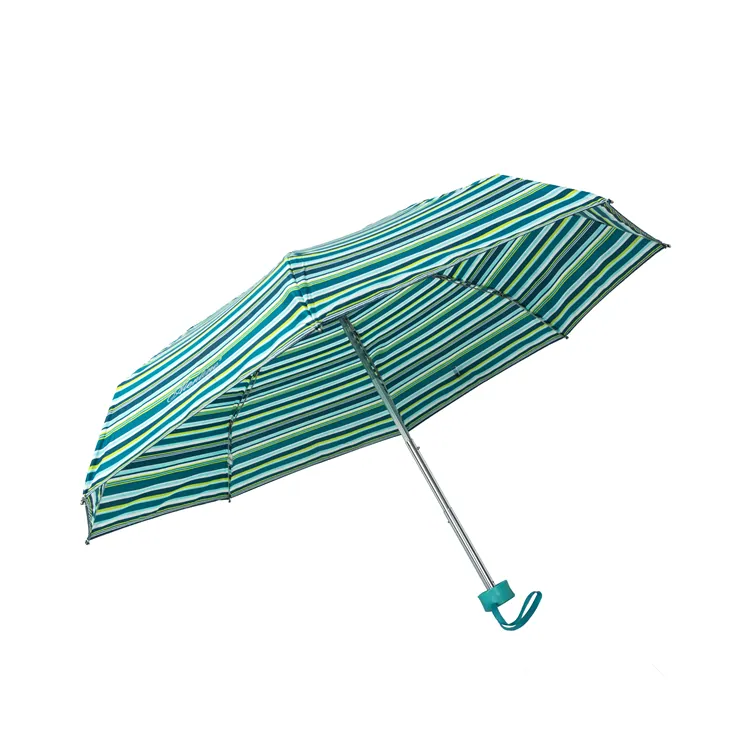 21inch*8k fold super mini green stripe light frame rainproof umbrella, image 1