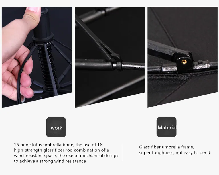 750cm * 8k Double Layer Canopy Vent Windproof Fiberglass Frame Golf Umbrella, detail 4