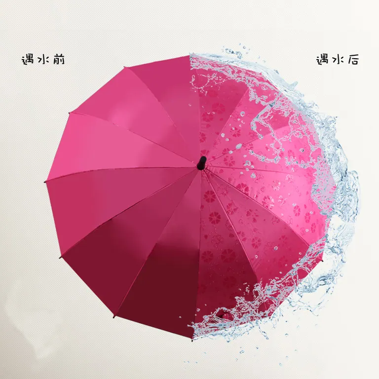 Lotus 2022 23inch Magic Umbrella Water Flower Straight Umbrella، صورة تفصيلية 2