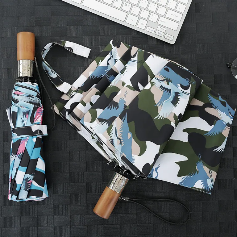 Wholesale auto 3 folding umbrella pongee rain UV Umbrella，细节图 5