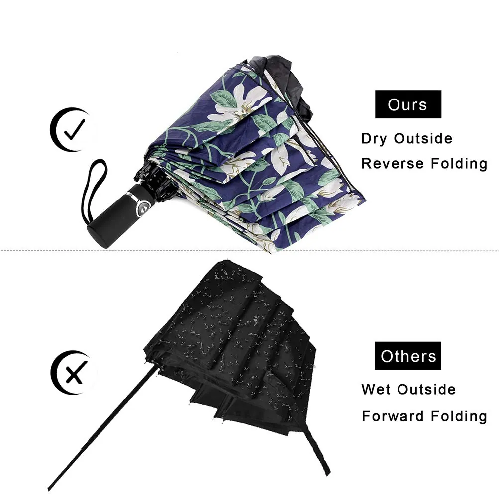 Factory Fast Ship Cheap Navy Blue 46inch WINDPROOF Auto Open Close Updated Reverse Foldable Umbrella, detail 2