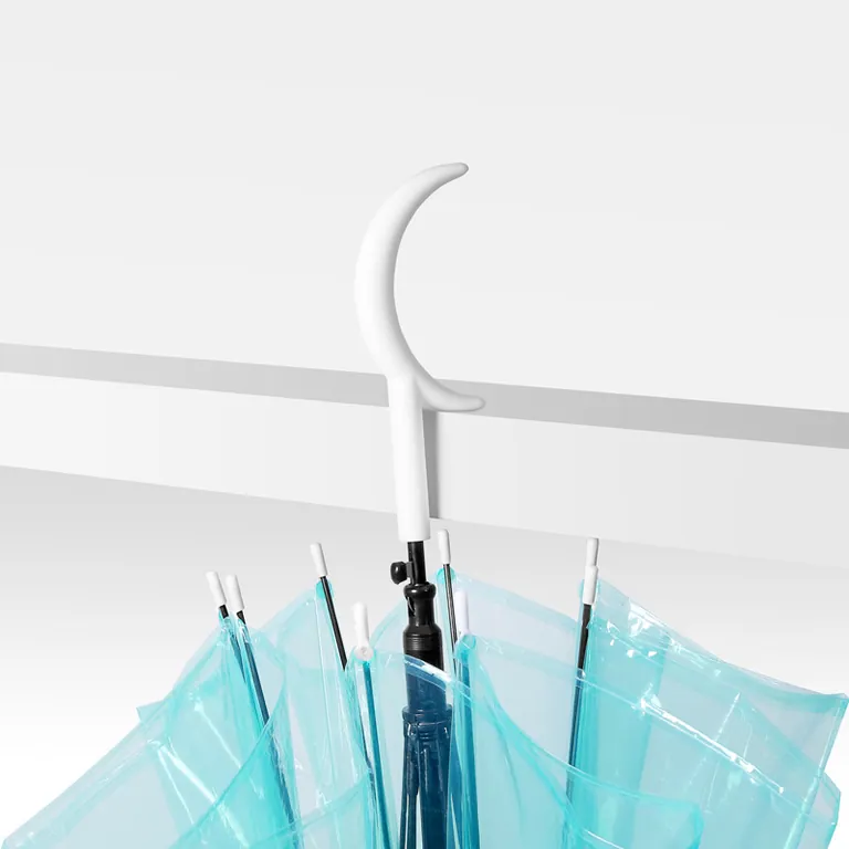 Cheapest Disposable automatic colorful Moon Handle Straight POE transparent Clear Umbrella,细节图 2