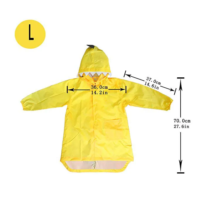 Custom dinosaur design waterproof EVA yellow rain poncho coat for kids, image 1