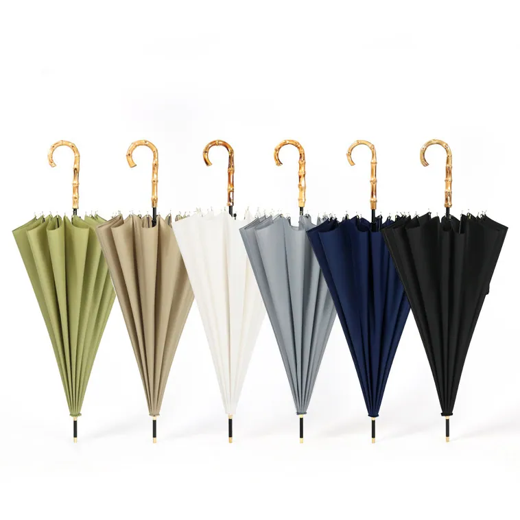 High Quality Windproof Umbrella with Bamboo Handle Umbrella Custom Logo Design Print Umbrella, detalle 1